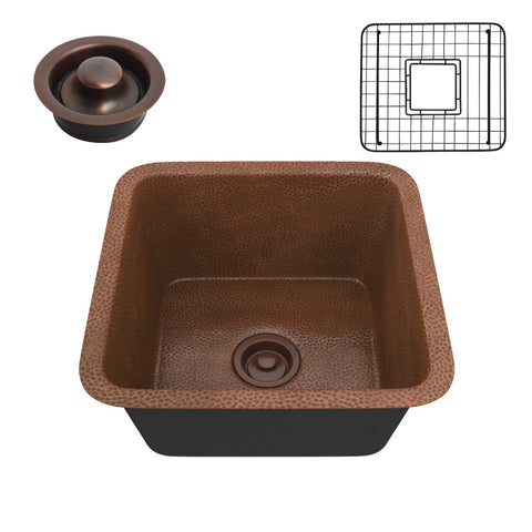 SK-001 - ANZZI Illyrian Drop-in Handmade Copper 16 in. 0-Hole Single Bowl Kitchen Sink in Hammered Antique Copper