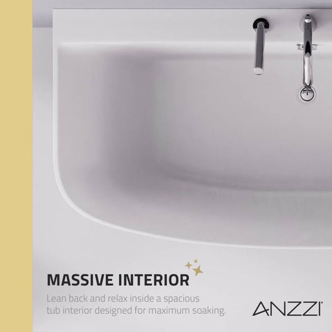 ANZZI Bank Series 5.41 ft. Freestanding Bathtub with Deck Mounted Faucet in White