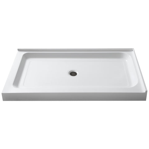 SB-AZ022L - ANZZI Port Base Series 36 in. L x 48 in. W Corner Shower Shower Pan Base with Center Drain in Glossy White Marine Acrylic