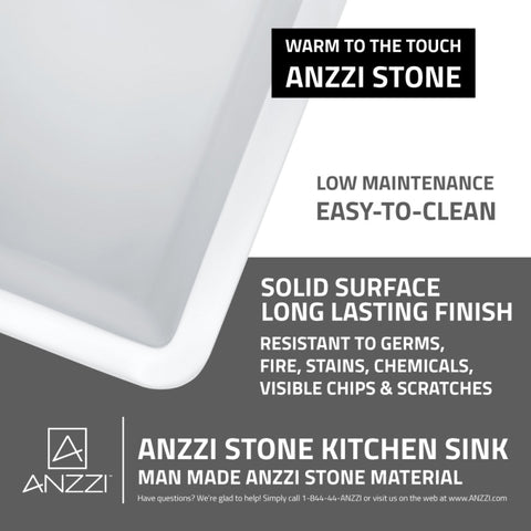 ANZZI Petima Farmhouse Reversible Apron Front Solid Surface 35 in. Double Basin Kitchen Sink in White