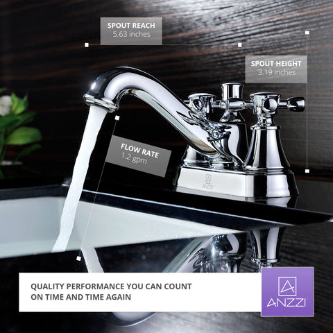 ANZZI Major Series 4 in. Centerset 2-Handle Mid-Arc Bathroom Faucet