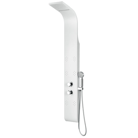 SP-AZ033 - ANZZI Swan Series 64 in. 6-Jetted Full Body Shower Panel with Heavy Rain Shower and Body Jets and Spray Wand in White