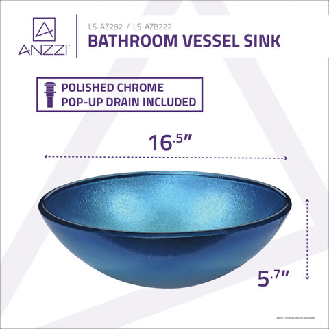 Posh Series Deco-Glass Vessel Sink in Silver Blue