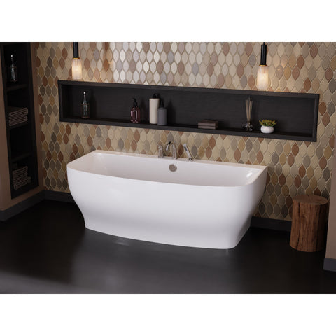 ANZZI Bank Series 5.41 ft. Freestanding Bathtub with Deck Mounted Faucet in White