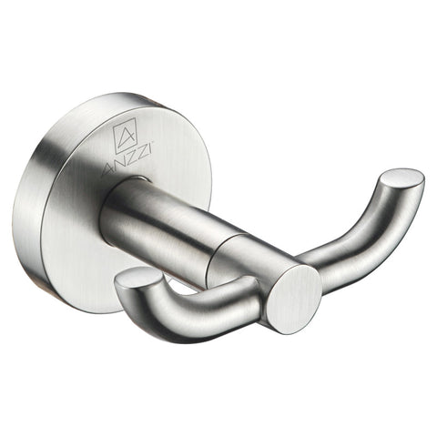 Caster Series Double Robe Hook in Brushed Nickel