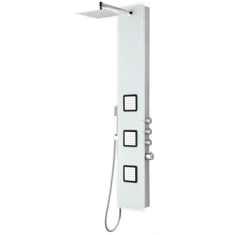 SP-AZ032 - ANZZI Leopard 60 in. 3-Jetted Full Body Shower Panel with Heavy Rain Shower and Spray Wand in White