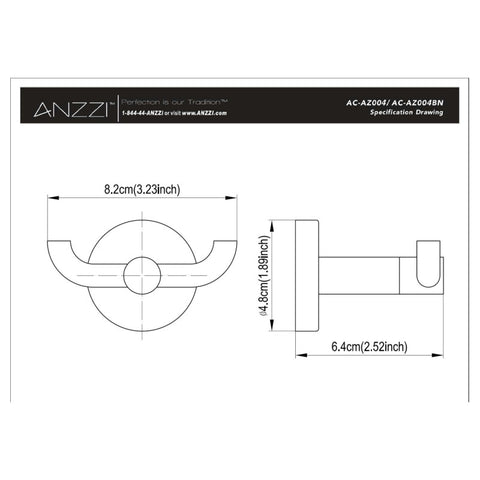 Caster Series Double Robe Hook in Brushed Nickel