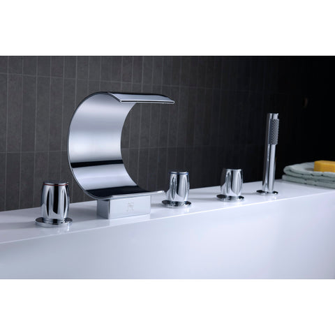 FR-AZ048CH - ANZZI Ribbon 3-Handle Deck-Mount Roman Tub Faucet in Chrome