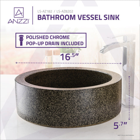 ANZZI Black Desert Crown Vessel Sink in Speckled Stone