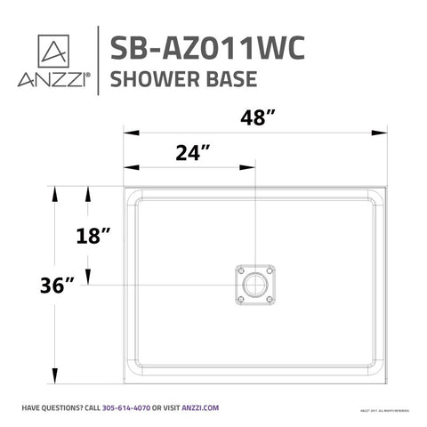 ANZZI Fissure Series 48 in. x 36 in. Shower Base in White