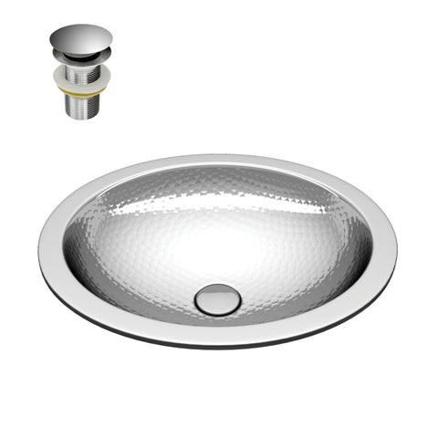 Romaic 19 in. Handmade Drop-in Oval Bathroom Sink in Hammered Nickel