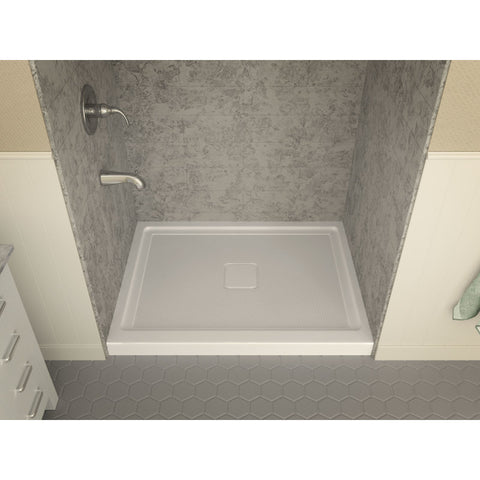 SB-AZ011WC - ANZZI Fissure Base Series 48 in. L x 36 in. W Alcove Shower Shower Pan Base with Center Drain in Glossy White Marine Acrylic