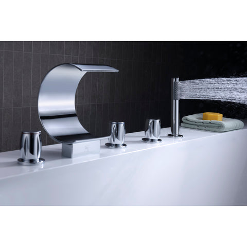 Ribbon 3-Handle Deck-Mount Roman Tub Faucet in Chrome