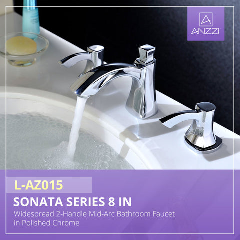 ANZZI Sonata Series 8 in. Widespread 2-Handle Mid-Arc Bathroom Faucet