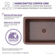 Anatolian Farmhouse Handmade Copper 33 in. 0-Hole Single Bowl Kitchen Sink with Sunflower Design Panel in Polished Antique Copper