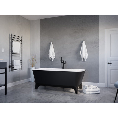 FT-AZ115 - ANZZI Nightshade 63 in. Solid Surface Freestanding Bathtub in Matte Black