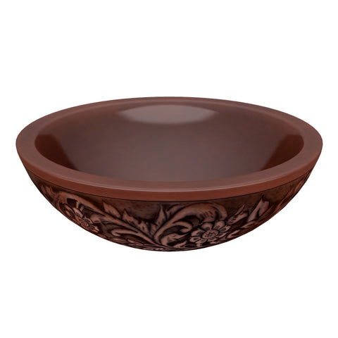 LS-AZ340 - ANZZI Anchor 16 in. Handmade Vessel Sink in Polished Antique Copper with Floral Design Exterior