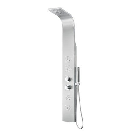 SP-AZ8092 - ANZZI Mayor Series 64 in. Full Body Shower Panel with Heavy Rain Shower and Body Jets and Spray Wand in Brushed Steel